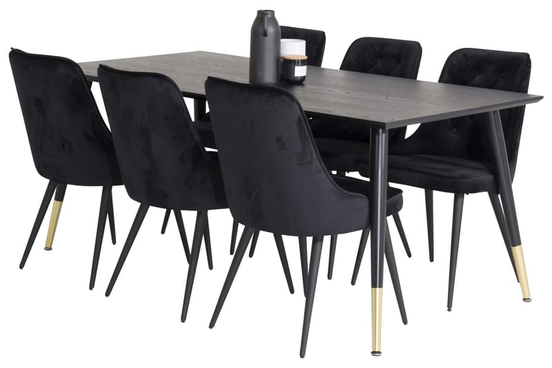 Daicy spisegruppe med 6 Valerie Lyx-fløyelsstoler - Møbler - Bord - Spisegruppe