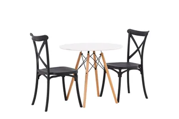 Danburi Spisegruppe 60 cm Rund med 2 Crosett Stoler - Sort - Møbler - Bord - Spisegruppe