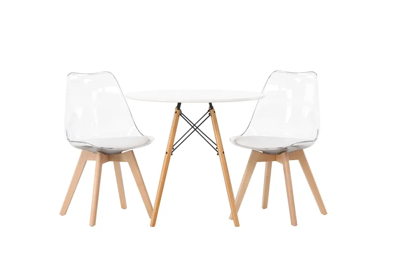 Danburi Spisegruppe 60 cm Rund med 2 Edvin Stoler, Hvid