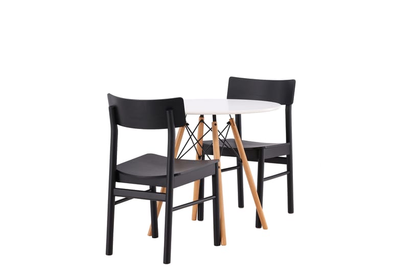 Danburi Spisegruppe 60 cm Rund med 2 Montros Stoler - Sort - Møbler - Bord - Spisegruppe