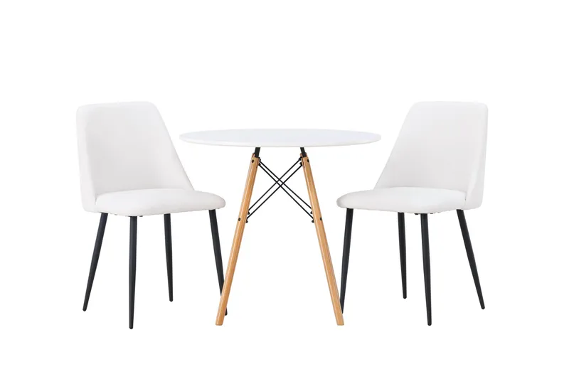 Danburi Spisegruppe 60 cm Rund med 2 Night Stoler, Hvid