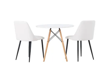 Danburi Spisegruppe 60 cm Rund med 2 Night Stoler - Hvid - Møbler - Bord - Spisegruppe