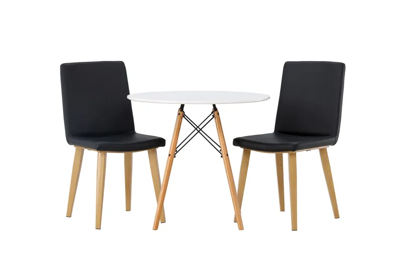 Danburi Spisegruppe 60 cm Rund med 2 Today Stoler, Sort