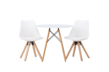 Danburi Spisegruppe 60 cm Rund med 2 Zeno Stoler - Hvit - Møbler - Bord - Spisegruppe