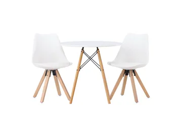 Danburi Spisegruppe 60 cm Rund med 2 Zeno Stoler - Hvit - Møbler - Bord - Spisegruppe