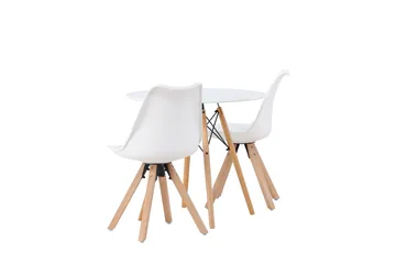 Danburi Spisegruppe 60 cm Rund med 2 Zeno Stoler - Hvit - Møbler - Bord - Spisegruppe