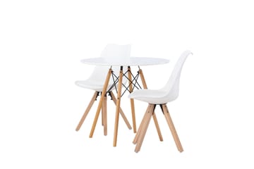 Danburi Spisegruppe 60 cm Rund med 2 Zeno Stoler - Hvit - Møbler - Bord - Spisegruppe