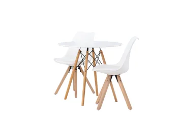 Danburi Spisegruppe 60 cm Rund med 2 Zeno Stoler - Hvit - Møbler - Bord - Spisegruppe