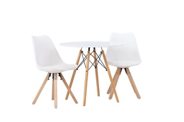 Danburi Spisegruppe 60 cm Rund med 2 Zeno Stoler - Hvit - Møbler - Bord - Spisegruppe