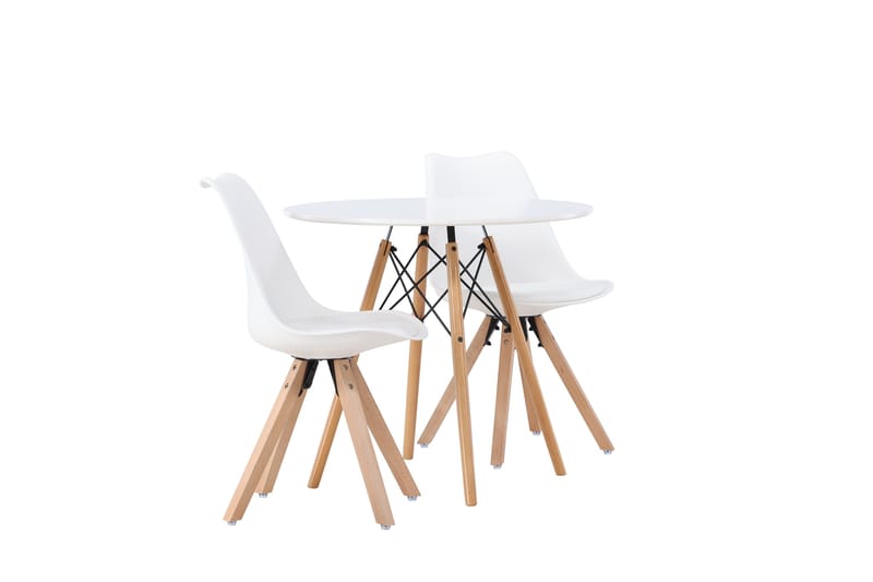 Danburi Spisegruppe 60 cm Rund med 2 Zeno Stoler - Hvit - Møbler - Bord - Spisegruppe
