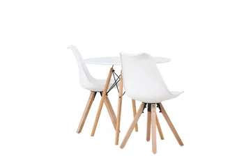 Danburi Spisegruppe 60 cm Rund med 2 Zeno Stoler - Hvit - Møbler - Bord - Spisegruppe