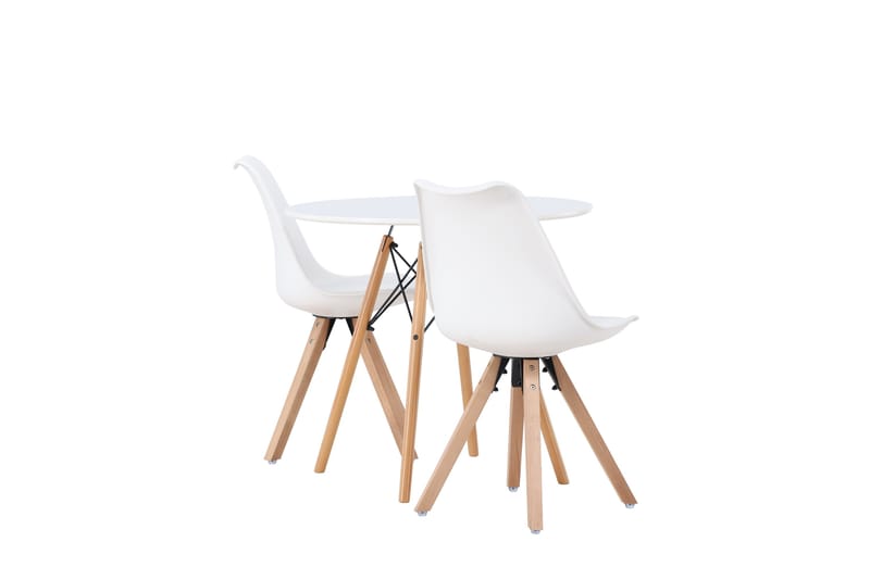 Danburi Spisegruppe 60 cm Rund med 2 Zeno Stoler - Hvit - Møbler - Bord - Spisegruppe