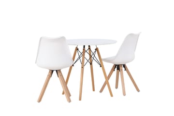 Danburi Spisegruppe 60 cm Rund med 2 Zeno Stoler - Hvit - Møbler - Bord - Spisegruppe