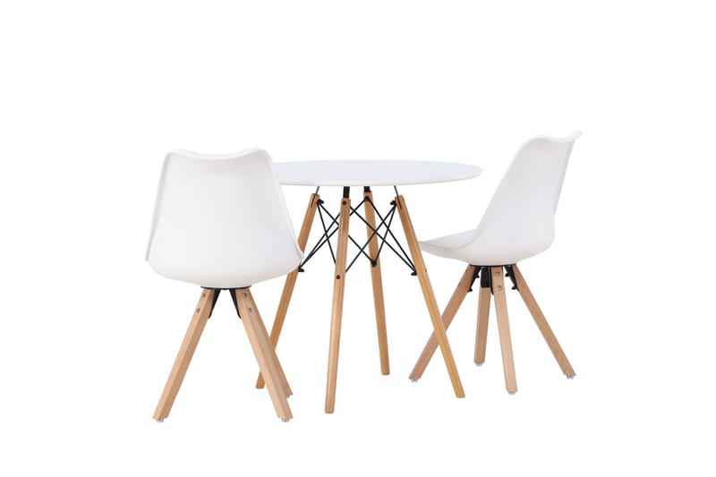 Danburi Spisegruppe 60 cm Rund med 2 Zeno Stoler - Hvit - Møbler - Bord - Spisegruppe