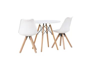 Danburi Spisegruppe 60 cm Rund med 2 Zeno Stoler - Hvit - Møbler - Bord - Spisegruppe
