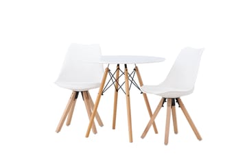 Danburi Spisegruppe 60 cm Rund med 2 Zeno Stoler - Hvit - Møbler - Bord - Spisegruppe