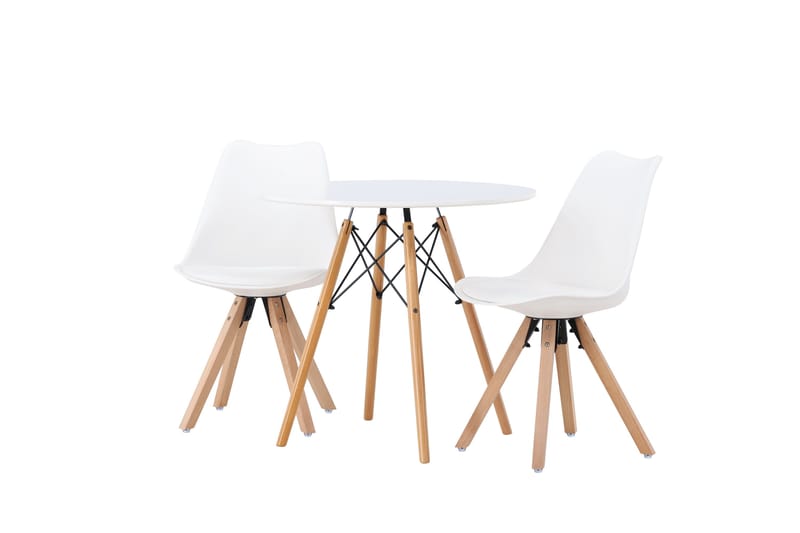 Danburi Spisegruppe 60 cm Rund med 2 Zeno Stoler - Hvit - Møbler - Bord - Spisegruppe