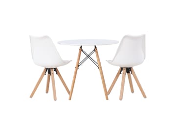 Danburi Spisegruppe 60 cm Rund med 2 Zeno Stoler - Hvit - Møbler - Bord - Spisegruppe
