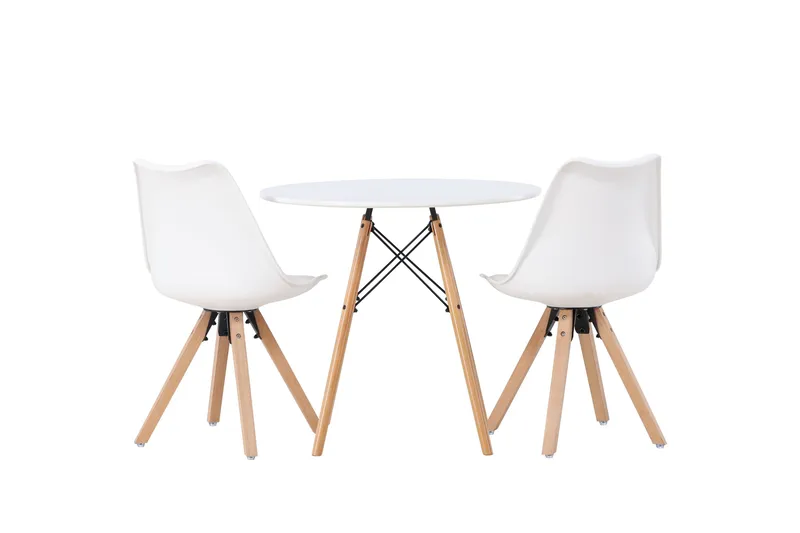 Danburi Spisegruppe 60 cm Rund med 2 Zeno Stoler - Hvit - Møbler - Bord - Spisegruppe