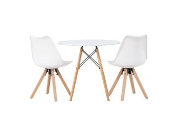 Danburi Spisegruppe 60 cm Rund med 2 Zeno Stoler - Hvit - Møbler - Bord - Spisegruppe