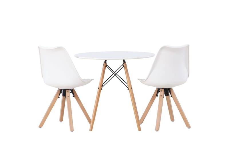 Danburi Spisegruppe 60 cm Rund med 2 Zeno Stoler - Hvit - Møbler - Bord - Spisegruppe