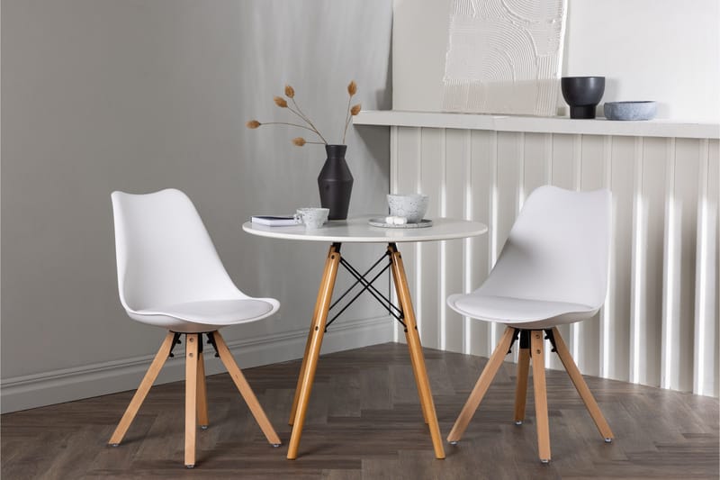 Danburi Spisegruppe 60 cm Rund med 2 Zeno Stoler - Hvit - Møbler - Bord - Spisegruppe