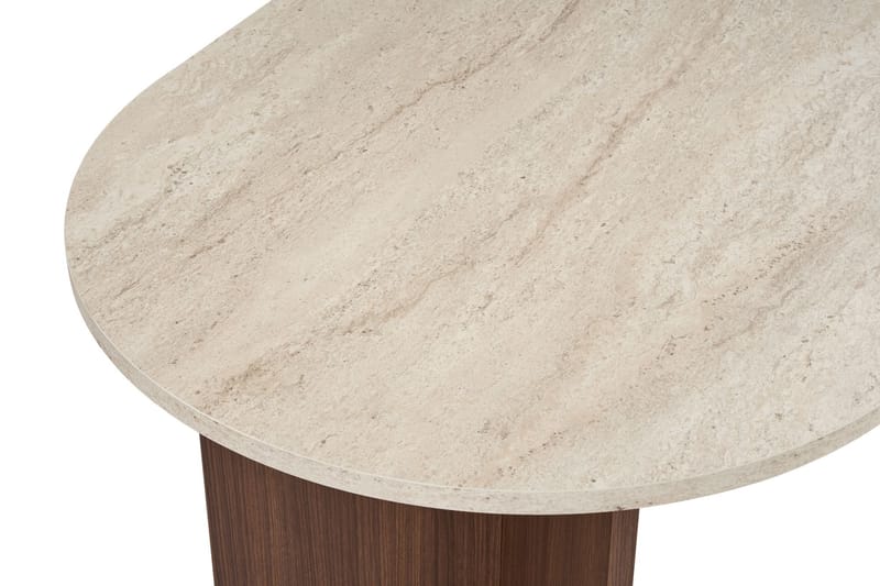 Dano Ovalt Spisebord 180x90 cm med Travertin- og Valnøttutseende - Beige - Møbler - Bord - Spisebord & kjøkkenbord