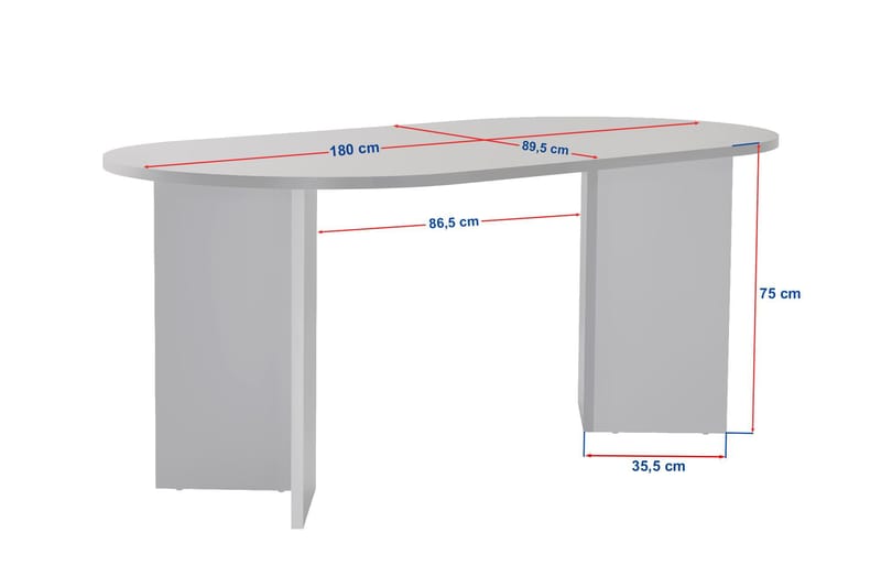 Dano Ovalt Spisebord 180x90 cm med Travertin- og Valnøttutseende - Beige - Møbler - Bord - Spisebord & kjøkkenbord