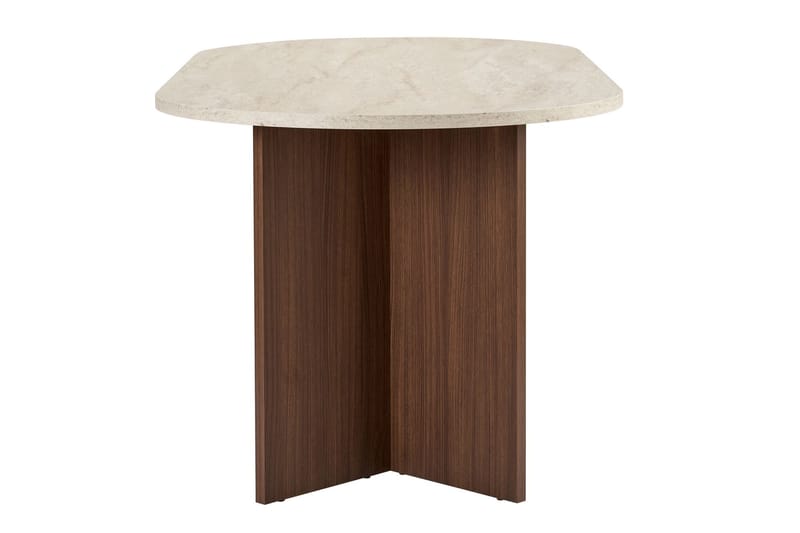 Dano Ovalt Spisebord 180x90 cm med Travertin- og Valnøttutseende - Beige - Møbler - Bord - Spisebord & kjøkkenbord