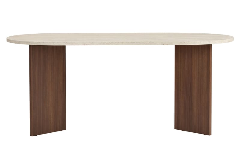 Dano Ovalt Spisebord 180x90 cm med Travertin- og Valnøttutseende - Beige - Møbler - Bord - Spisebord & kjøkkenbord