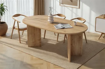 Dano Ovalt Spisebord 180x90 cm med Tre- og Eikeutseende - Beige - Møbler - Bord - Spisebord & kjøkkenbord