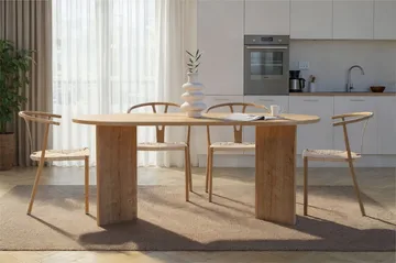 Dano Ovalt Spisebord 180x90 cm med Tre- og Eikeutseende - Beige - Møbler - Bord - Spisebord & kjøkkenbord
