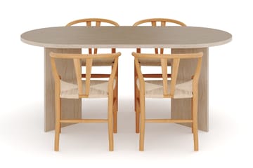 Dano Spisebord 180 cm med 4 Dastoori Spisestoler - Travertin / Natur - Møbler - Bord - Spisegruppe