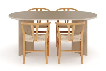 Dano Spisebord 180 cm med 4 Dastoori Spisestoler - Travertin / Natur - Møbler - Bord - Spisegruppe