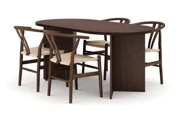 Dano Spisebord 180 cm med 4 Dastoori Spisestoler - Valnøtt - Møbler - Bord - Spisegruppe