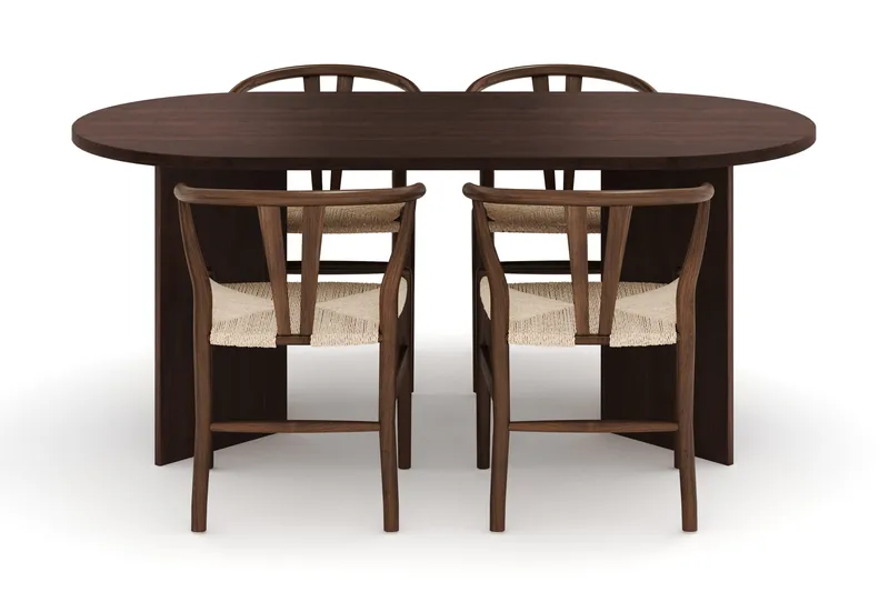 Dano Spisebord 180 cm med 4 Dastoori Spisestoler - Valnøtt - Møbler - Bord - Spisegruppe