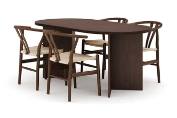 Dano Spisebord 180 cm med 4 Dastoori Spisestoler - Valnøtt - Møbler - Bord - Spisegruppe