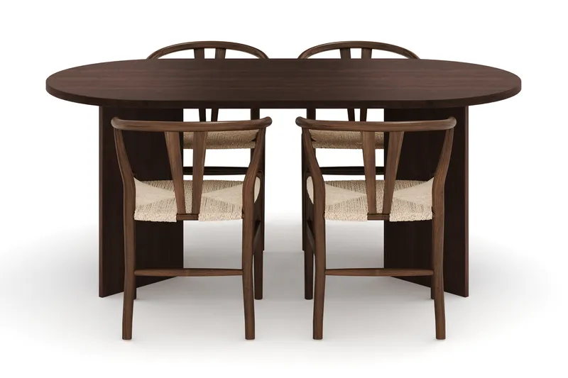 Dano Spisebord 180 cm med 4 Dastoori Spisestoler - Valnøtt - Møbler - Bord - Spisegruppe