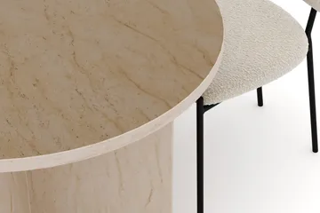 Dano Spisebord 180 cm med 4 Gemmiano Spisestoler - Travertin / Hvit Bouclé - Møbler - Bord - Spisegruppe
