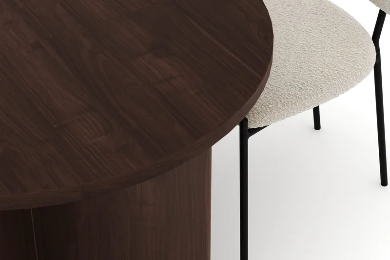 Dano Spisebord 180 cm med 4 Gemmiano Spisestoler - Valnøtt / Hvit Bouclé - Møbler - Bord - Spisegruppe