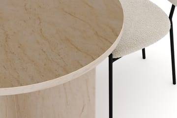Dano Spisebord 180 cm med 4 Heathrow Spisestoler - Travertin / Hvit Bouclé - Møbler - Bord - Spisegruppe