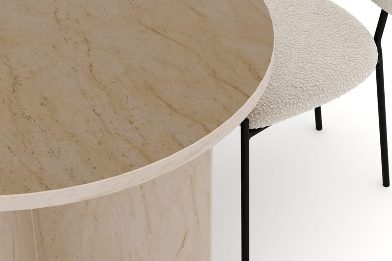 Dano Spisebord 180 cm med 4 Heathrow Spisestoler - Travertin / Hvit Bouclé - Møbler - Bord - Spisegruppe