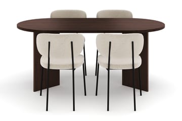 Dano Spisebord 180 cm med 4 Heathrow Spisestoler - Valnøtt / Hvit Bouclé - Møbler - Bord - Spisegruppe