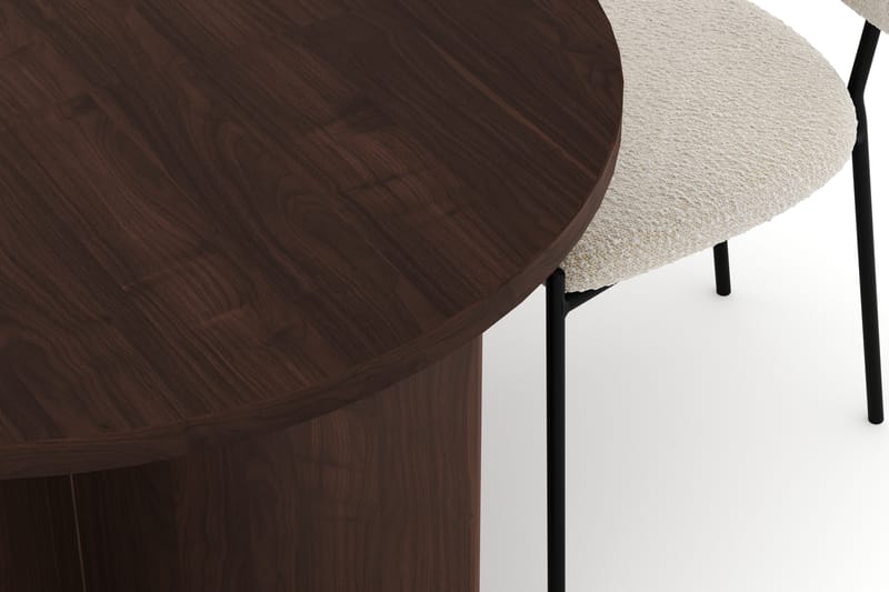 Dano Spisebord 180 cm med 4 Heathrow Spisestoler - Valnøtt / Hvit Bouclé - Møbler - Bord - Spisegruppe