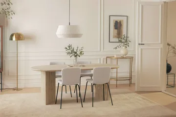 Dano Spisebord 180 cm med 4 Katy Spisestoler - Travertin / Hvit - Møbler - Bord - Spisegruppe