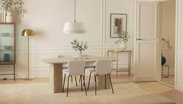 Dano Spisebord 180 cm med 4 Katy Spisestoler - Travertin / Hvit - Møbler - Bord - Spisegruppe