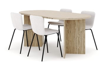 Dano Spisebord 180 cm med 4 Katy Spisestoler - Travertin / Hvit - Møbler - Bord - Spisegruppe
