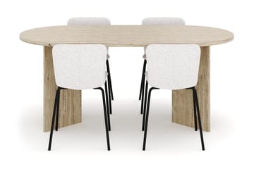 Dano Spisebord 180 cm med 4 Katy Spisestoler - Travertin / Hvit - Møbler - Bord - Spisegruppe
