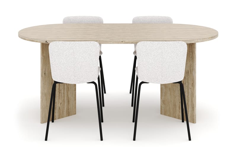 Dano Spisebord 180 cm med 4 Katy Spisestoler - Travertin / Hvit - Møbler - Bord - Spisegruppe