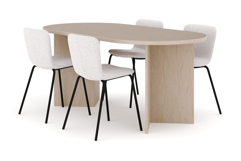 Dano Spisebord 180 cm med 4 Katy Spisestoler, Travertin / Hvit